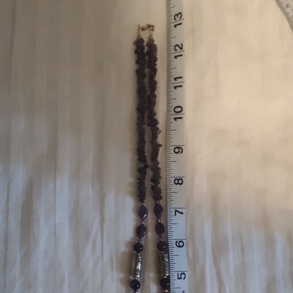 Amethyst Chips? Purple Silvertone Beads Agate Pendent? Necklace-read description - Picture 10 of 10